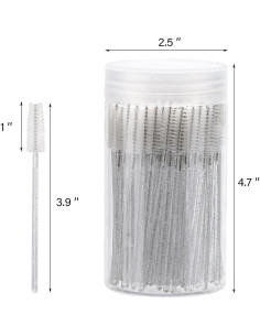 100 Cepillos de Pestañas Desechables Tbestmax con Contenedor Blanco 2