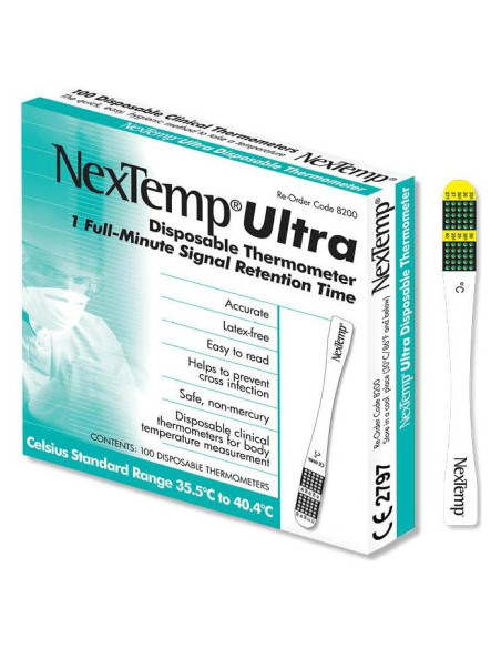 Termómetros de un solo uso NexTemp Ultra 100 unidades Celsius