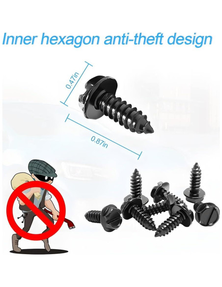 Kit de Tornillos Antirrobo YALOK para Placas de Matrícula 4PCS