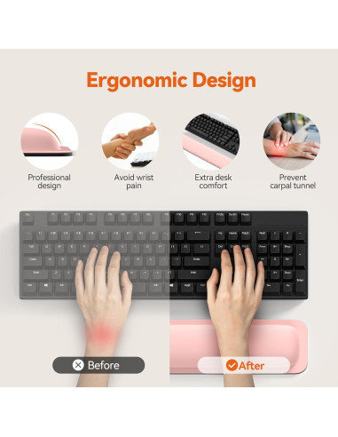 Reposamuñecas Ergonómico TECKNET Rosa 43.2x8.4 cm