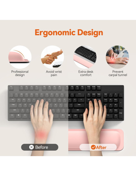 Reposamuñecas Ergonómico TECKNET Rosa 43.2x8.4 cm