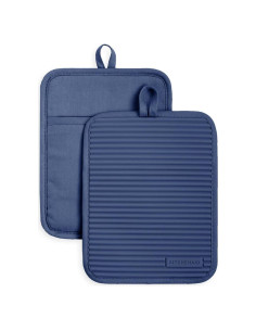 Juego de 2 agarraderas de silicona KitchenAid 18x23 cm azul