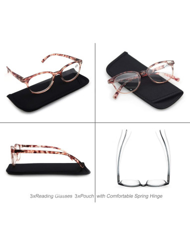 Gafas de lectura 2.75 MODFANS 3 Paquete Redondas Elegantes