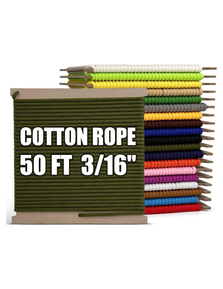 Cuerda de Algodón Trenzada PH PerkHomy 5mm 15.24m Verde Militar