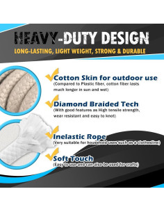 Cuerda de Algodón Trenzada PH PerkHomy 5mm 15.24m Verde Militar 2