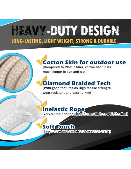 Cuerda de Algodón Trenzada PH PerkHomy 5mm 15.24m Verde Militar