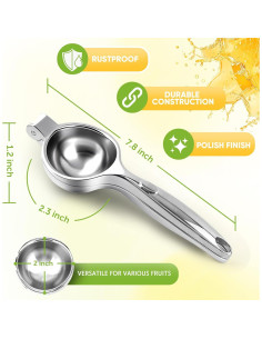 Exprimidor de Limón Manual PUPTILY Acero Inoxidable 320g 2