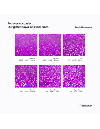 Brillo Microfino Hemway 130g Púrpura Holográfico para Manualidades