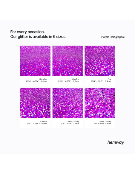 Brillo Microfino Hemway 130g Púrpura Holográfico para Manualidades