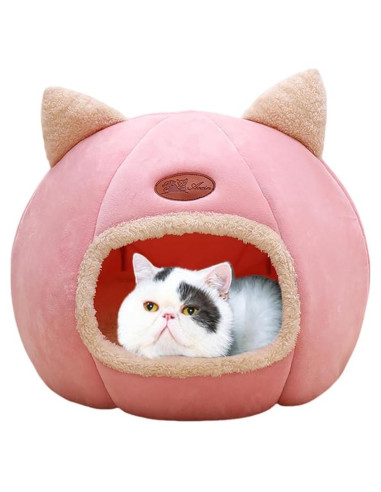 Cama Cueva para Gatos KooTeedd Rosa L-36.1 cm Suave y Cálida