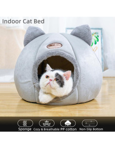 Cama Cueva para Gatos KooTeedd Rosa L-36.1 cm Suave y Cálida 2