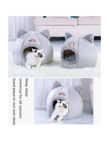 Cama Cueva para Gatos KooTeedd Rosa L-36.1 cm Suave y Cálida