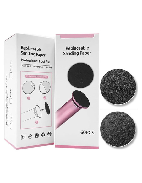 Juego de 60 Discos de Lija para Removedor de Callos HayZBao - 30 Grano Fino y 30 Grano Grueso