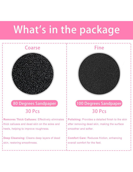 Juego de 60 Discos de Lija para Removedor de Callos HayZBao - 30 Grano Fino y 30 Grano Grueso