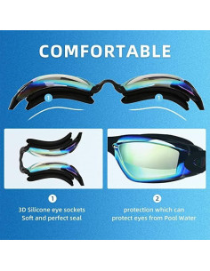 Gafas de Natación Anti-Vaho Silicona Unisex Aqua y Negro 2