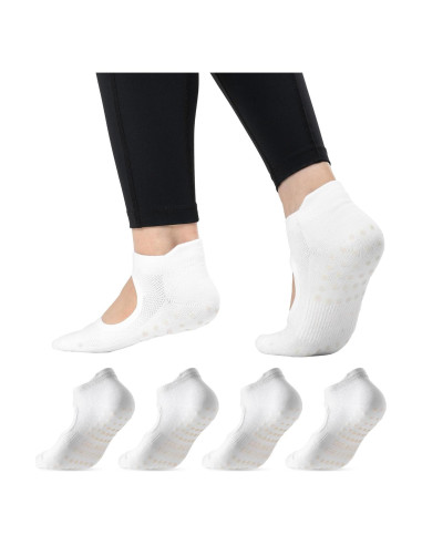 Calcetines de Pilates CoolMate Antideslizantes para Mujeres - 4 Pares