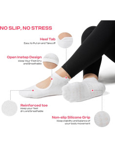Calcetines de Pilates CoolMate Antideslizantes para Mujeres - 4 Pares 2