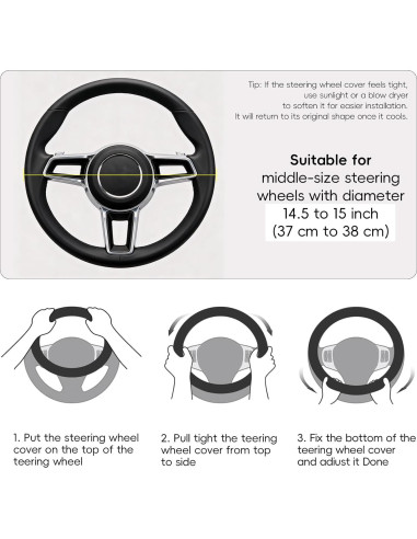 Funda de Volante LABBYWAY Cuero Microfibra 37-39 cm Antideslizante