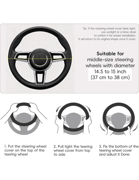 Funda de Volante LABBYWAY Cuero Microfibra 37-39 cm Antideslizante