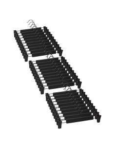 30 Perchas para Pantalones Lamitocs con Clips Ajustables Negro