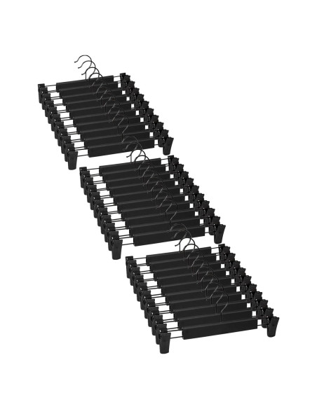 30 Perchas para Pantalones Lamitocs con Clips Ajustables Negro