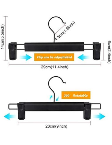 30 Perchas para Pantalones Lamitocs con Clips Ajustables Negro
