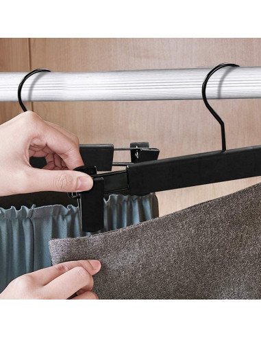 30 Perchas para Pantalones Lamitocs con Clips Ajustables Negro
