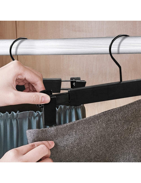30 Perchas para Pantalones Lamitocs con Clips Ajustables Negro