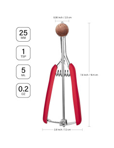 Cucharón de Galleta Mini TJ POP 1 Cucharadita 25mm Rojo 2