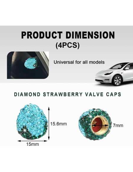 4 Tapones de Válvula de Neumático de Fresa KVAEY Azul