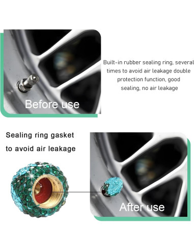 4 Tapones de Válvula de Neumático de Fresa KVAEY Azul