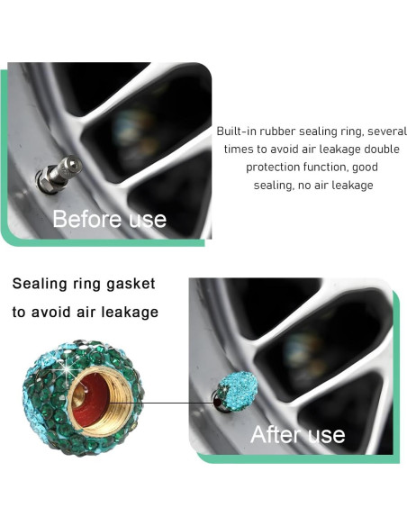 4 Tapones de Válvula de Neumático de Fresa KVAEY Azul