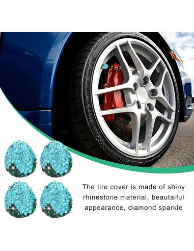 4 Tapones de Válvula de Neumático de Fresa KVAEY Azul