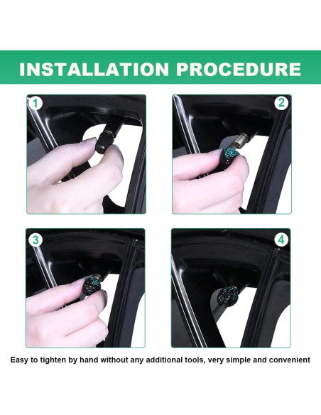 4 Tapones de Válvula de Neumático de Fresa KVAEY Azul