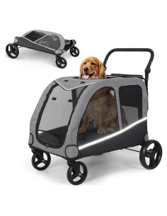 Carrito para Perros Grandes Saudism Gris Plegable 59 kg