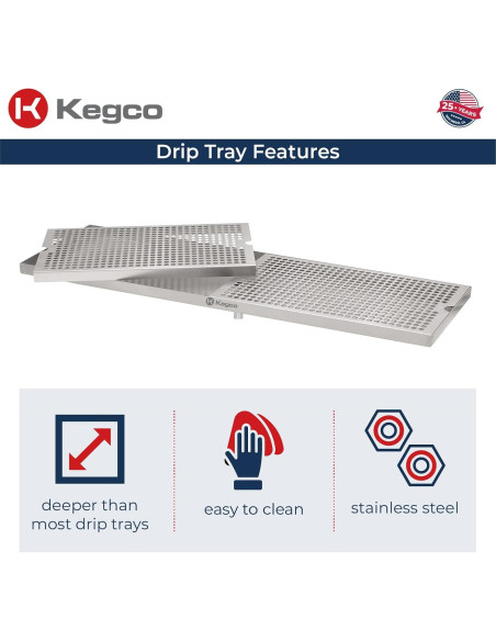 Bandeja de Goteo Kegco SESM-309D 76.2x22.9cm Acero Inoxidable