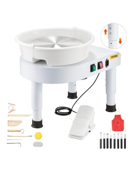 Rueda de Alfarería VEVOR 28cm 350W Ajustable Blanco