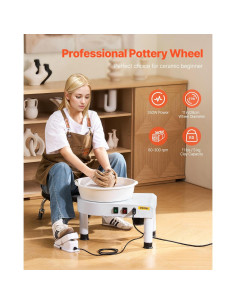 Rueda de Alfarería VEVOR 28cm 350W Ajustable Blanco 2
