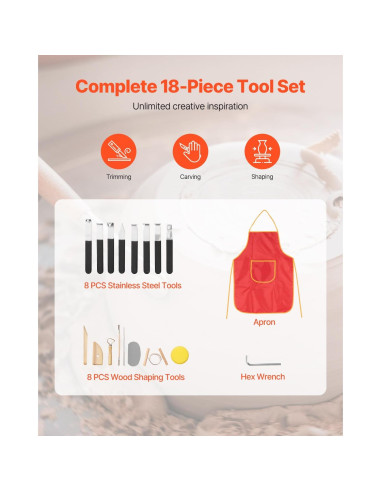 Rueda de Alfarería VEVOR 28cm 350W Ajustable Blanco