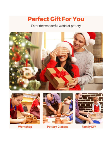 Rueda de Alfarería VEVOR 28cm 350W Ajustable Blanco