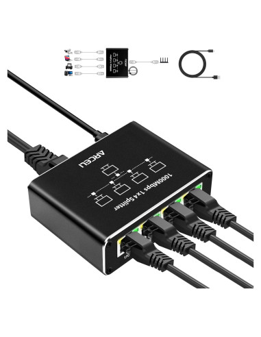 Divisor Ethernet Gigabit 1 a 4 Arceli RJ45 1000Mbps