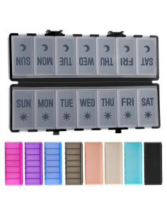 Organizador de Pastillas Plegable AOZITA 7 Días AM PM Negro