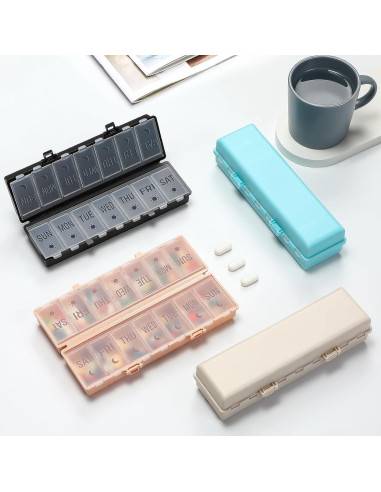 Organizador de Pastillas Plegable AOZITA 7 Días AM PM Negro