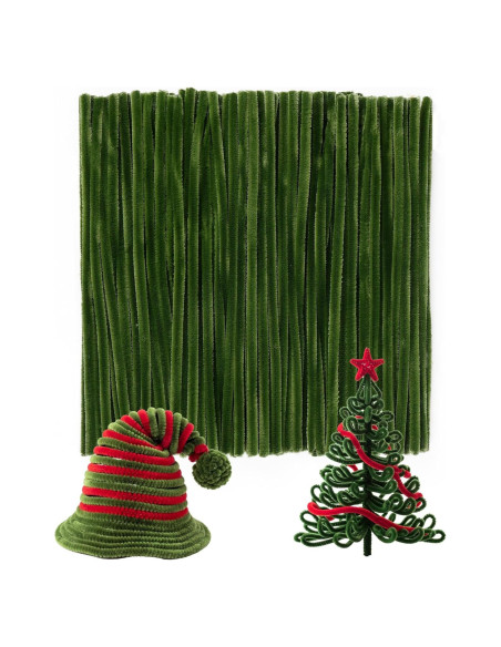 Caydo 100 Limpiapipas Verde Militar 6mm x 30.5cm Manualidades