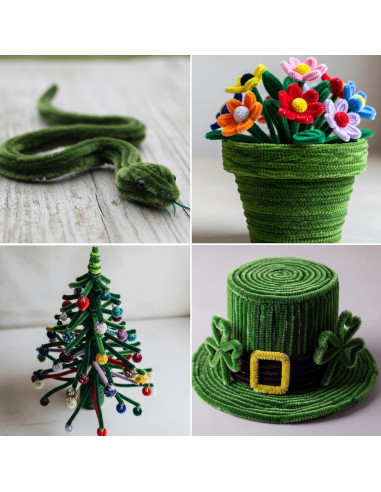 Caydo 100 Limpiapipas Verde Militar 6mm x 30.5cm Manualidades