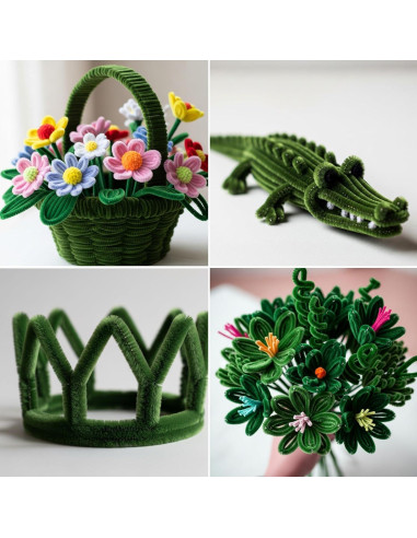 Caydo 100 Limpiapipas Verde Militar 6mm x 30.5cm Manualidades