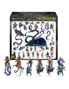 Conjunto de Miniaturas Planas Acrílicas 7 Mares D&D - 35 Figuras