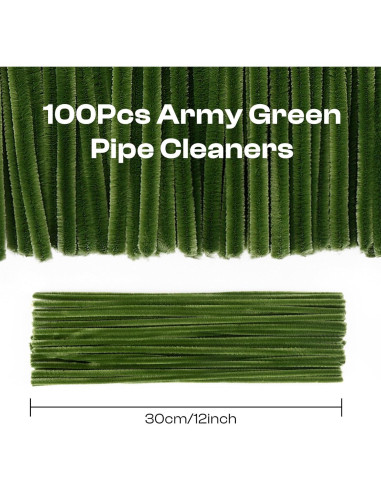 Caydo 100 Limpiapipas Verde Militar 6mm x 30.5cm Manualidades
