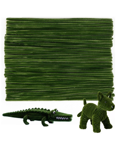 Caydo 100 Limpiapipas Verde Militar 6mm x 30.5cm Manualidades