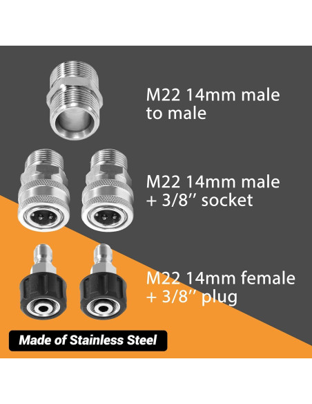M MINGLE Manguera de Lavadora a Presión 15.24m M22 14mm 3600PSI